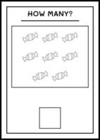 combien de bonbons de noël, jeu pour enfants. illustration vectorielle, feuille de calcul imprimable vecteur