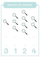 match au compte de la loupe, jeu pour enfants. illustration vectorielle, feuille de calcul imprimable vecteur