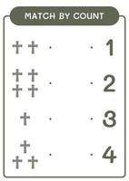 match par compte de croix chrétienne, jeu pour enfants. illustration vectorielle, feuille de calcul imprimable vecteur