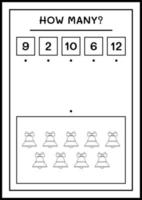 combien de cloche de noël, jeu pour enfants. illustration vectorielle, feuille de calcul imprimable vecteur