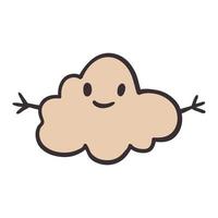 illustration de doodle isolé de vecteur d'un nuage mignon.