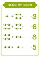 match au nombre d'arrosoirs, jeu pour enfants. illustration vectorielle, feuille de calcul imprimable vecteur