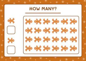 combien de biscuits au pain d'épice, jeu pour les enfants. illustration vectorielle, feuille de calcul imprimable vecteur