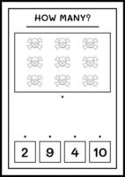 combien de crâne, jeu pour enfants. illustration vectorielle, feuille de calcul imprimable vecteur