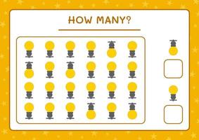 combien de lumières de noël, jeu pour enfants. illustration vectorielle, feuille de calcul imprimable vecteur