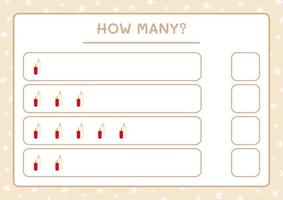 combien de bougie de noël, jeu pour enfants. illustration vectorielle, feuille de calcul imprimable vecteur