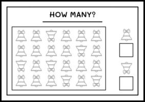 combien de cloche de noël, jeu pour enfants. illustration vectorielle, feuille de calcul imprimable vecteur