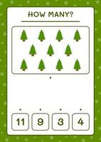 combien de sapin de noël, jeu pour enfants. illustration vectorielle, feuille de calcul imprimable vecteur