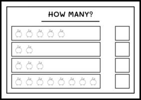 combien de chaudron, jeu pour enfants. illustration vectorielle, feuille de calcul imprimable vecteur