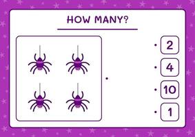 combien d'araignée, jeu pour les enfants. illustration vectorielle, feuille de calcul imprimable vecteur