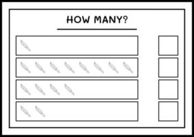 combien de couteau, jeu pour enfants. illustration vectorielle, feuille de calcul imprimable vecteur