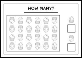 combien de cup cake, jeu pour enfants. illustration vectorielle, feuille de calcul imprimable vecteur