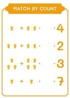 match au nombre de bières, jeu pour enfants. illustration vectorielle, feuille de calcul imprimable vecteur