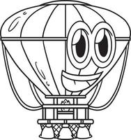 Coloriage ballon à air chaud avec visage véhicule vecteur