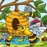 illustration de dessin animé coloré animal abeille vecteur