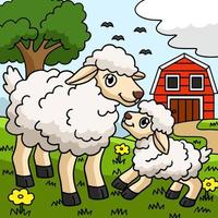 illustration de dessin animé de couleur animal mouton vecteur