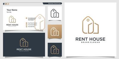 création de logo de maison de location avec vecteur premium de concept d'art en ligne