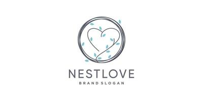 vecteur de conception de logo d'amour avec concept de nid créatif
