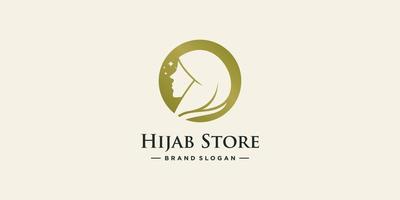 vecteur de hijab avec conception de logo de concept de beauté unique vecteur premium