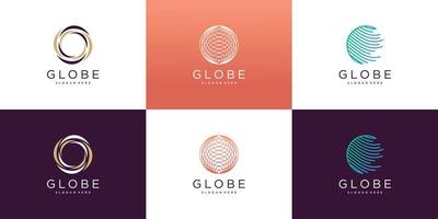 création de logo global avec vecteur premium de concept unique créatif