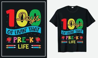 100 jours de vecteur de conception de t-shirt scolaire