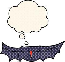 chauve-souris de dessin animé et bulle de pensée dans le style de la bande dessinée vecteur