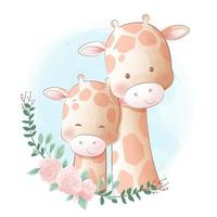 animaux drôles girafe mignonne, carte pour enfants vecteur