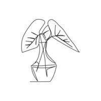 illustration vectorielle d'une branche de plante dans un vase dessiné dans un style d'art en ligne vecteur