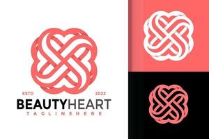 création de logo d'amour beauté fleur, vecteur de logos d'identité de marque, logo moderne, modèle d'illustration vectorielle de dessins de logo