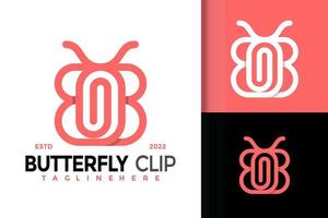 création de logo papillon papper clip, vecteur de logos d'identité de marque, logo moderne, modèle d'illustration vectorielle de conceptions de logo