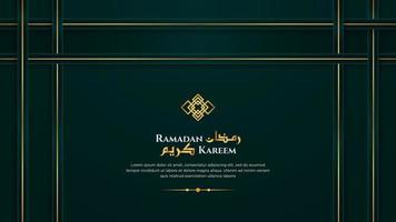 fond de ramadan kareem élégant de luxe vert foncé avec calligraphie arabe, bougies vecteur