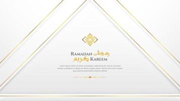 fond ornemental de ramadan kareem de luxe islamique de style abstrac élégant. avec motif arabe, bordure islamique et ornement décoratif de lanternes suspendues. vecteur