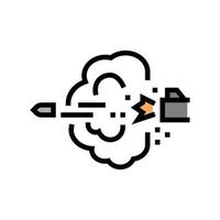 balle expulsant de l'illustration vectorielle de l'icône de couleur du canon du pistolet vecteur