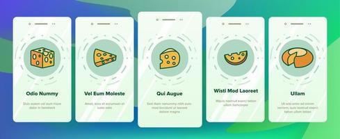 écran de page d'application mobile d'intégration de vecteur de fromage cheddar