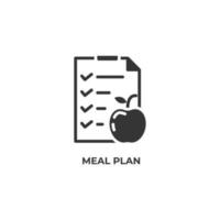 Le signe vectoriel du symbole du plan de repas est isolé sur un fond blanc. couleur de l'icône modifiable.