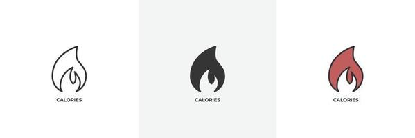 icône de calories. ligne, version colorée de contour solide et rempli, contour et signe vectoriel rempli. symbole d'idée, illustration de logo. graphiques vectoriels