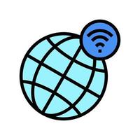 illustration vectorielle de l'icône de couleur de connexion wifi dans le monde entier vecteur