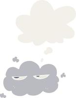 nuage de dessin animé mignon et bulle de pensée dans un style rétro vecteur