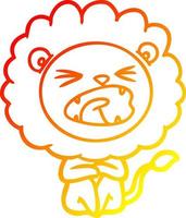ligne de gradient chaud dessin dessin animé lion en colère vecteur
