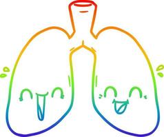 arc en ciel gradient ligne dessin dessin animé poumons heureux vecteur