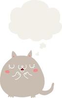 dessin animé mignon chat et bulle de pensée dans un style rétro vecteur