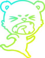 ligne de gradient froid dessin ours de dessin animé en colère vecteur