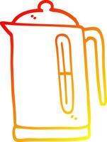 bouilloire de dessin animé de dessin de ligne de gradient chaud vecteur