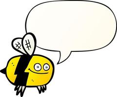 abeille de dessin animé et bulle de dialogue dans un style de dégradé lisse vecteur