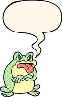 grenouille de dessin animé grincheux et bulle de dialogue dans le style de la bande dessinée vecteur