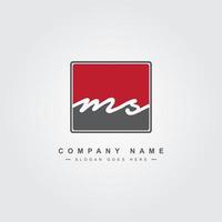 lettre initiale logo ms - logo signature manuscrite vecteur