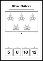 combien d'araignée, jeu pour les enfants. illustration vectorielle, feuille de calcul imprimable vecteur