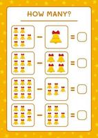 combien de cloche de noël, jeu pour enfants. illustration vectorielle, feuille de calcul imprimable vecteur