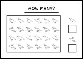 combien de corbeaux, jeu pour enfants. illustration vectorielle, feuille de calcul imprimable vecteur