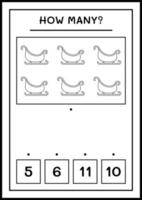 combien de traîneau du père noël, jeu pour les enfants. illustration vectorielle, feuille de calcul imprimable vecteur